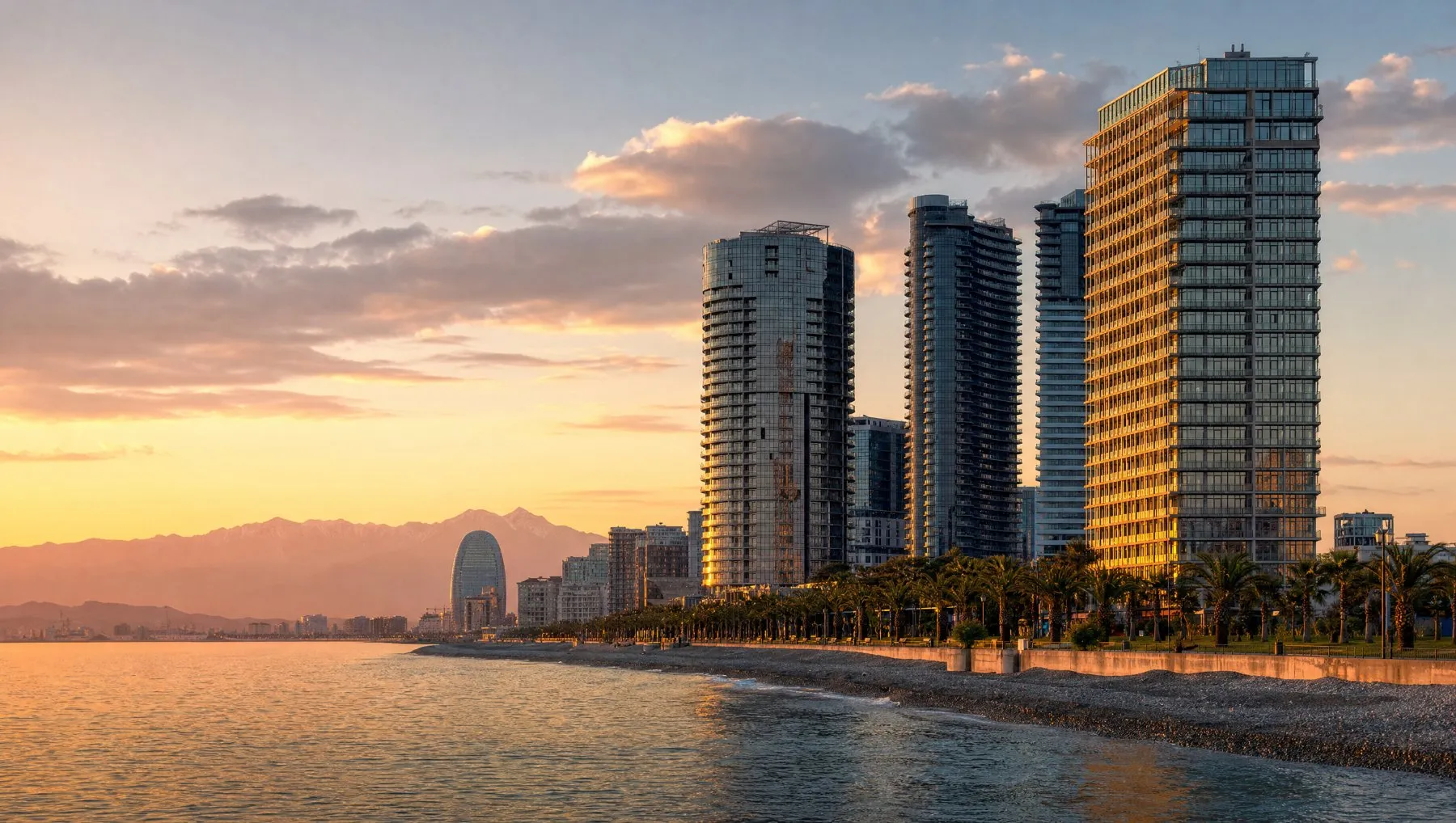 Batumi seafront at sunset